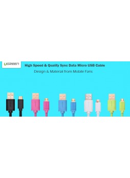 UGREEN 2.0A High Speed SYNC Micro USB cable 24k Gold-plated 1meter US125 10876 - Green
